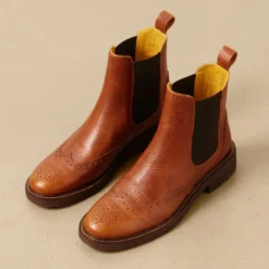 Brogue Chelsea Støvle - Cognac/Brun
