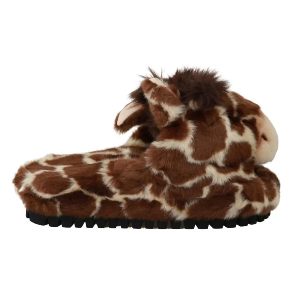 Brun Girafmønster Slides Tøfler
