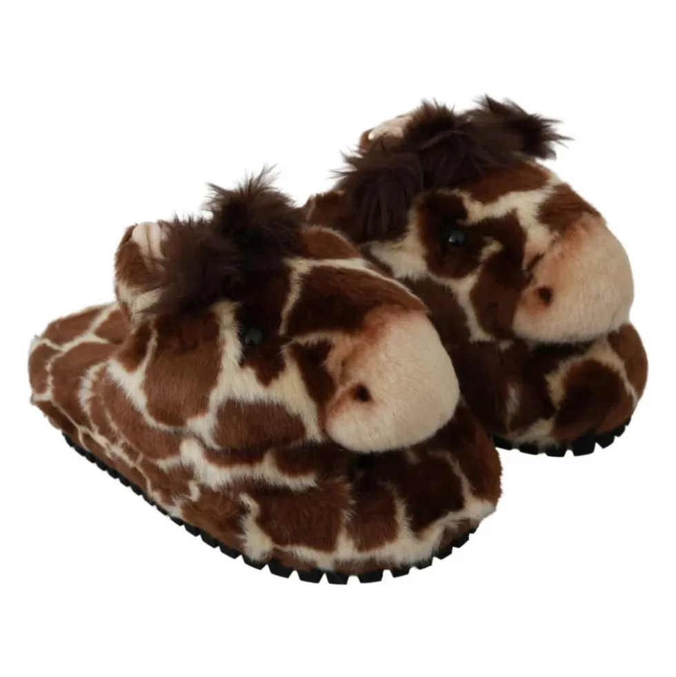Brun Girafmønster Slides Tøfler
