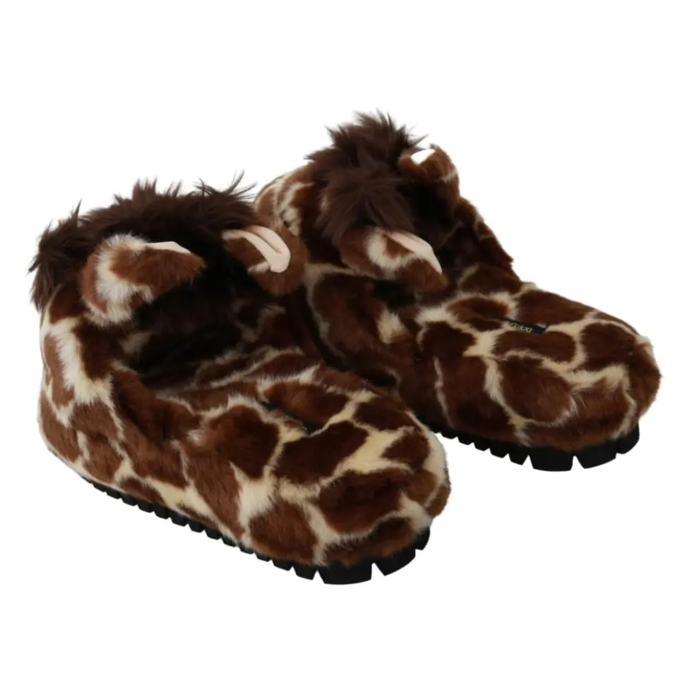 Brun Girafmønster Slides Tøfler