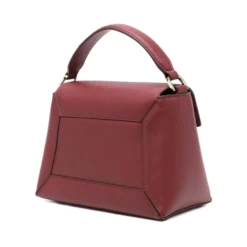 Burgundy Læder Top Håndtaske