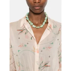 Camicia regular i voile af bomuld og silke med Deliverance-print