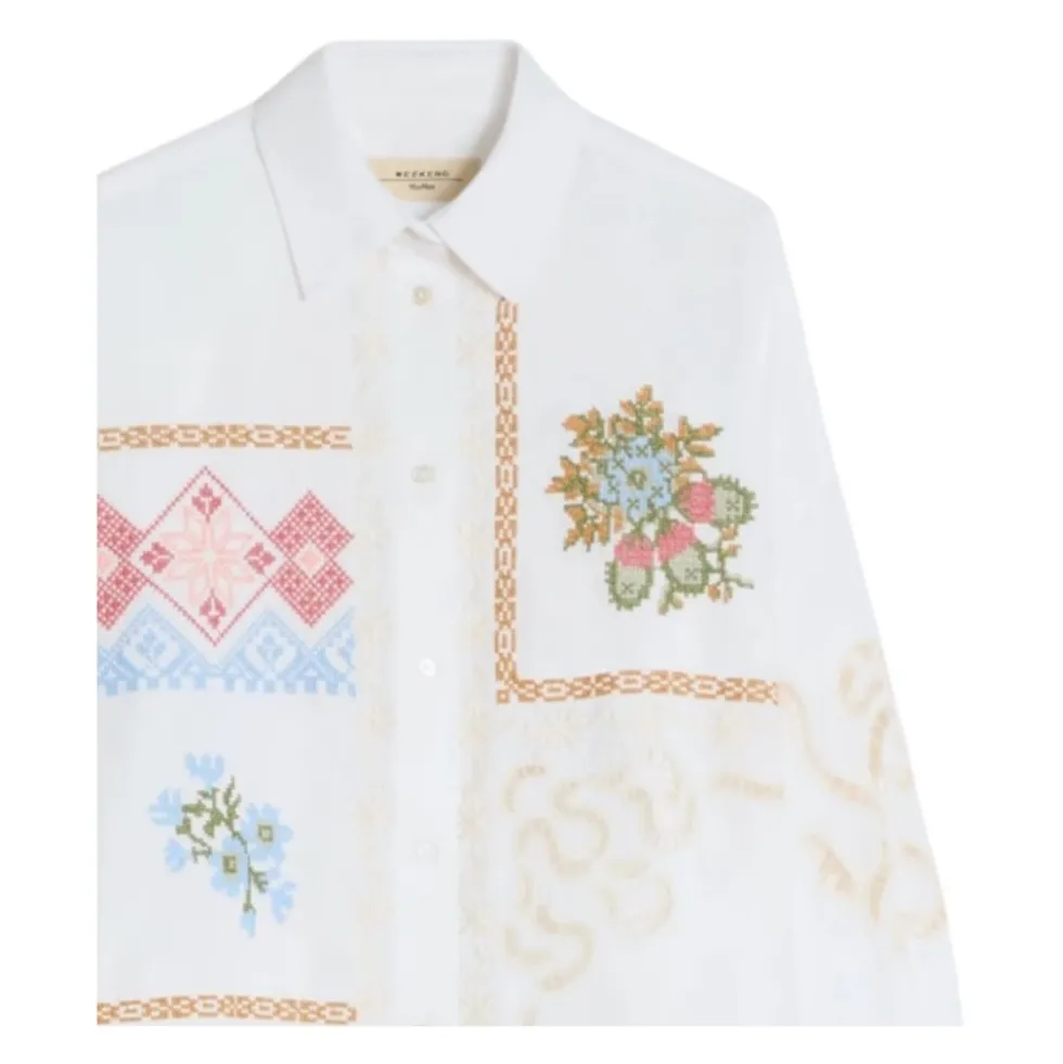 Camicia ricamata con pizzo