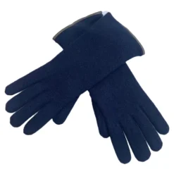 Cashmere Dobbelt Handsker Blå/Tortora Italien