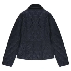 Corduroy-Collar Quilted Jacket