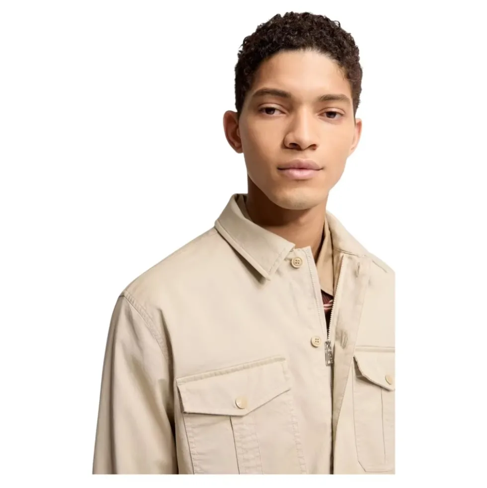 Cotton Blend Gabardine Langærmet Skjorte