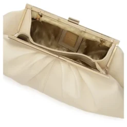 Creme læder lejlighedsvis kobling taske