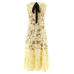 Crochet Lace and Tulle Midi Kjole