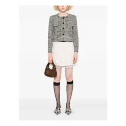 Cropped Houndstooth Jakke