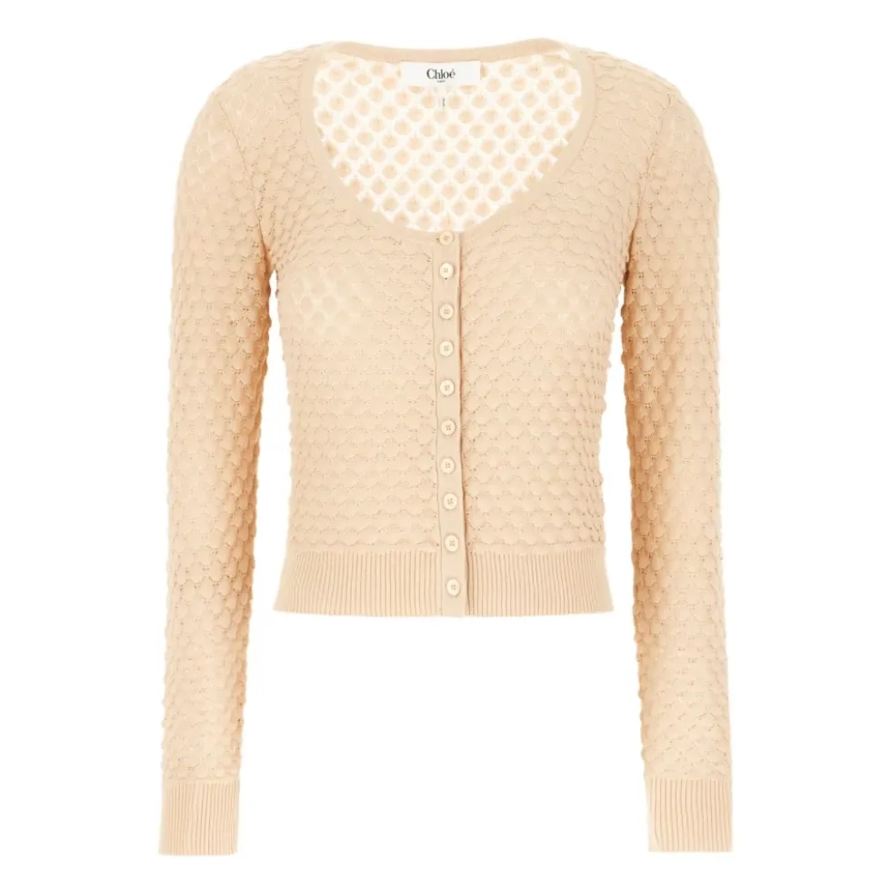 Cropped Pointelle Strik Cardigan