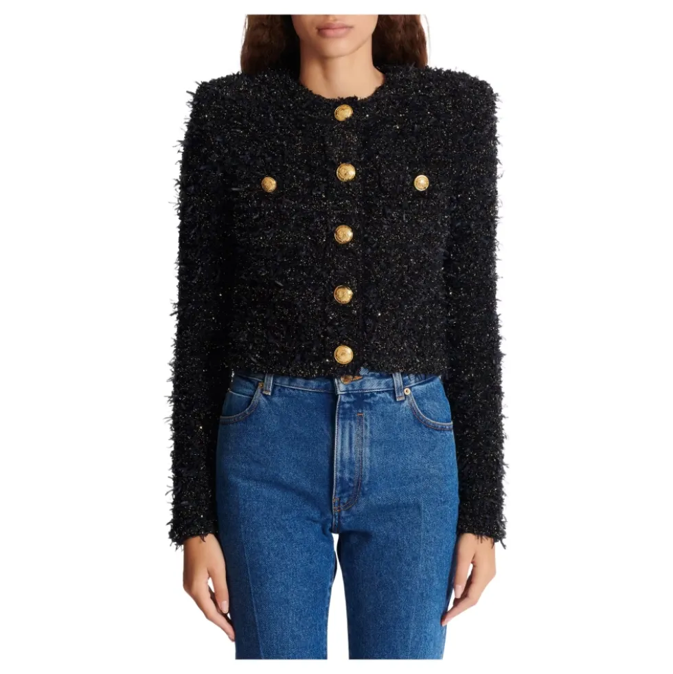 Cropped tweed jakke