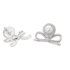 Crystal Bow Pearl Earrings