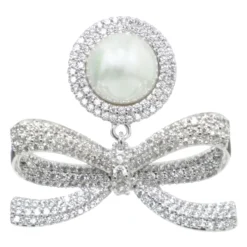Crystal Bow Pearl Earrings