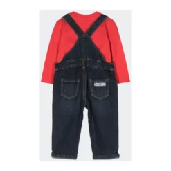 Denim Salopette og langærmet T-shirt sæt