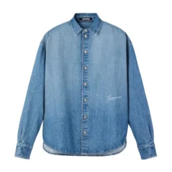 Denim skjorte med broderet logo