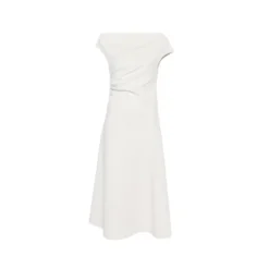 Draped Boat Neck A-line Dress