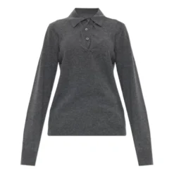 Draperet krave uld polo sweater