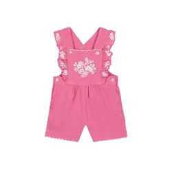 Dungarees med flæsedetaljer og blomsterbroderi