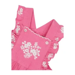 Dungarees med flæsedetaljer og blomsterbroderi