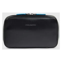 Electronic cord pouch in leather with mouse pocket