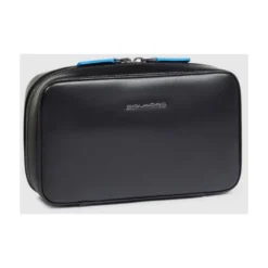 Electronic cord pouch in leather with mouse pocket