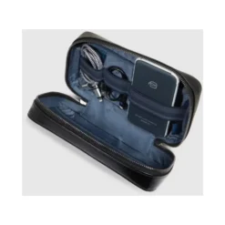Electronic cord pouch in leather with mouse pocket