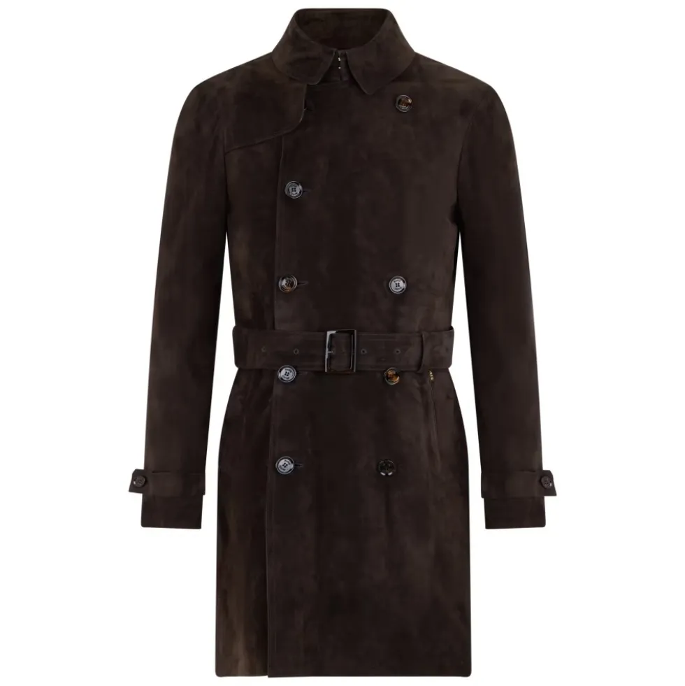 Elegant figursyet læder trenchcoat