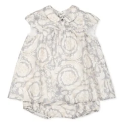 Elegant Grå Silkekjole Barocco Print