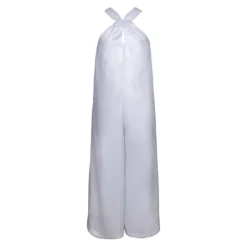 Elegant jumpsuit med krydsede stropper og skjult lynlås bagpå