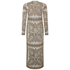 Elegant Lang Kjole Med Raffineret Geometrisk Print