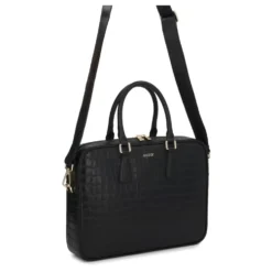 Elegant præget læder computertaske