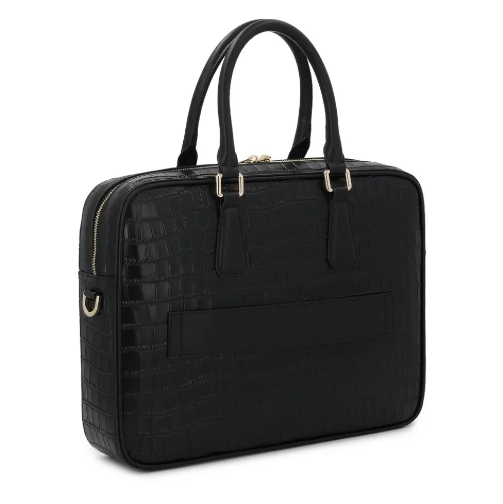 Elegant præget læder computertaske