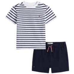 Essential Stribet T-shirt og Shorts Sæt
