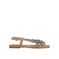 Flad Sandal med Rem og Blomsterdetalje