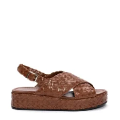 Flettet Læder Karamel Sandal
