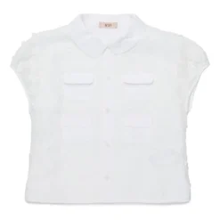 Floral Appliqué Four-Pockets Shirt
