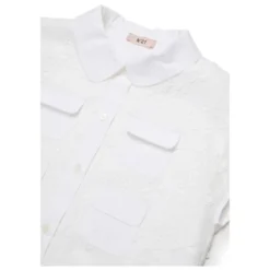 Floral Appliqué Four-Pockets Shirt