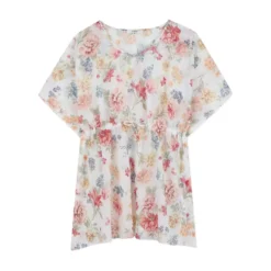 Floral-print Kjole med bindebånd i taljen