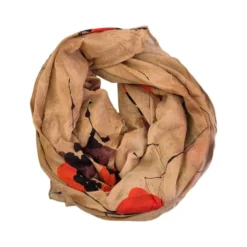 Foulard i bomuld og silke med blomstermønster og logo