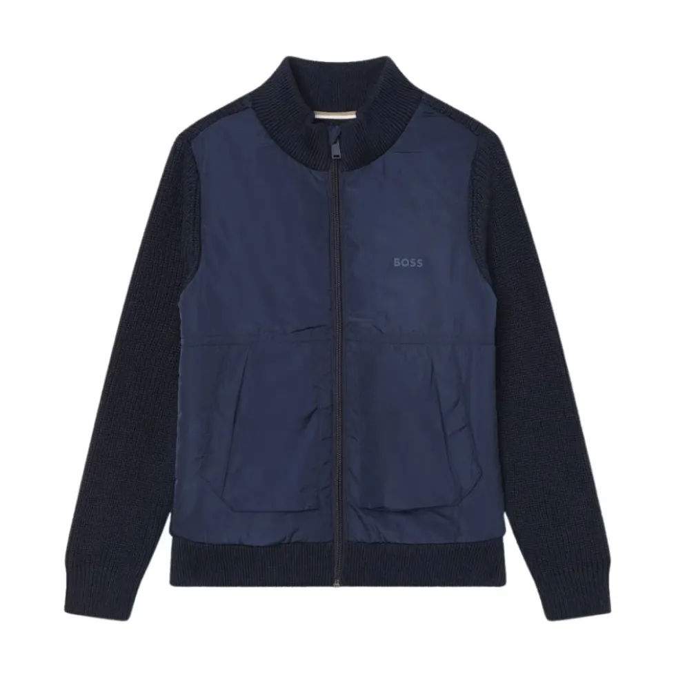 Fuld Zip Nylon og Uldblanding Sweater