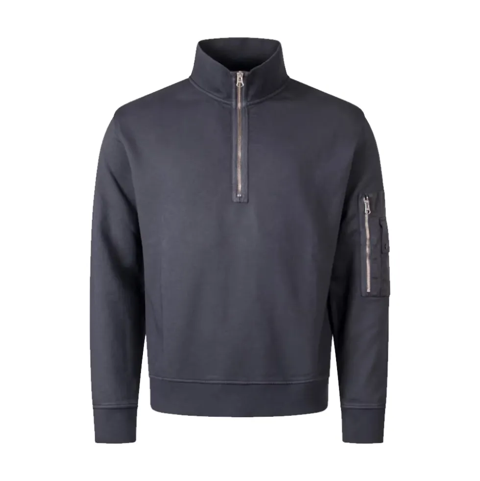 Garment Dyed Diagonal Fleece Quarter Zip Sweatshirt