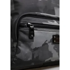 Grå Camouflage Logo Plaque Rygsæk Taske
