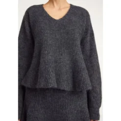 Grå Melange Mohair Pullover