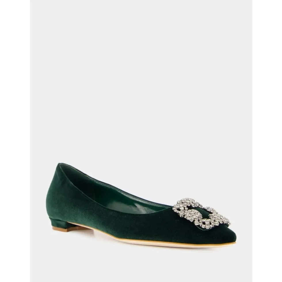 Grøn Velvet Krystal Flade