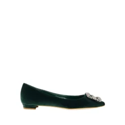 Grøn Velvet Krystal Flade