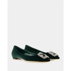 Grøn Velvet Krystal Flade