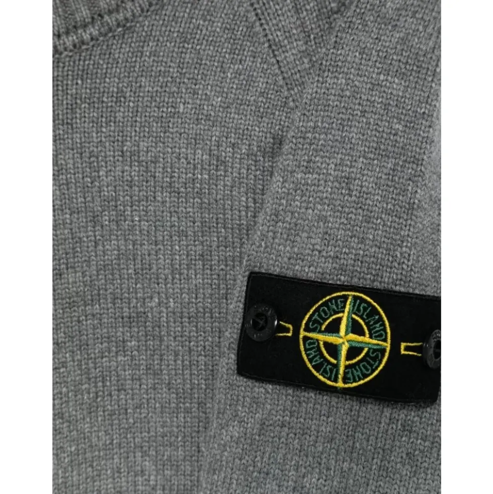 Grå Strikket Højhalset Sweater