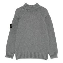 Grå Strikket Højhalset Sweater