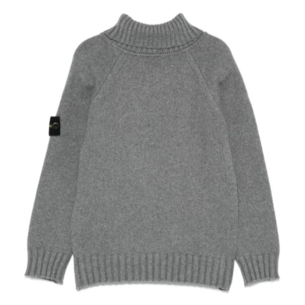 Grå Strikket Højhalset Sweater