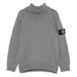 Grå Strikket Højhalset Sweater